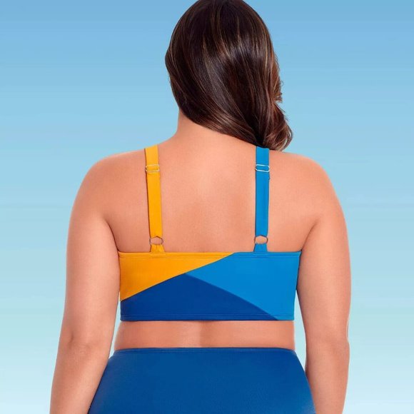 Women's Slimming Control Colorblock Crop Bikini Top‎ - Beach Betty Size 3X - Picture 2 of 3